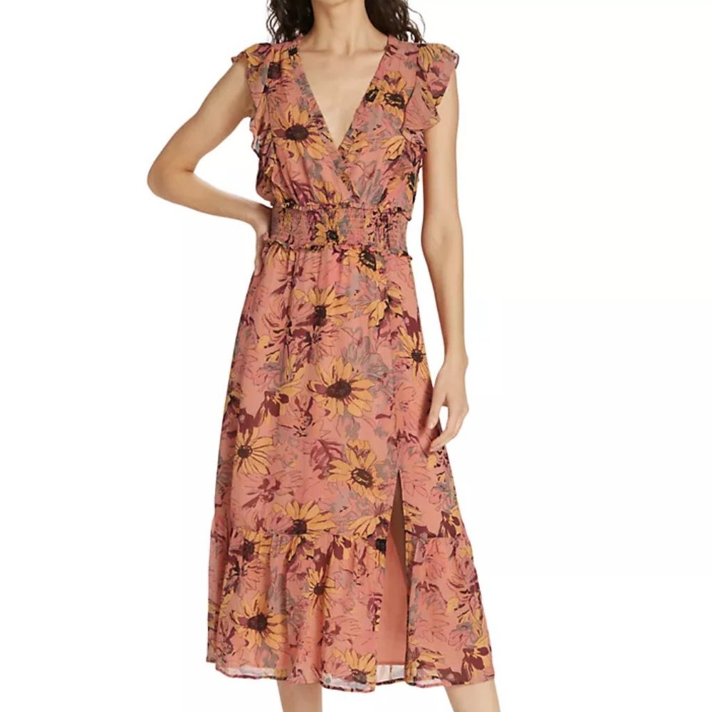 NWT Paige  Katharina Silk Floral Midi-Dress Size S